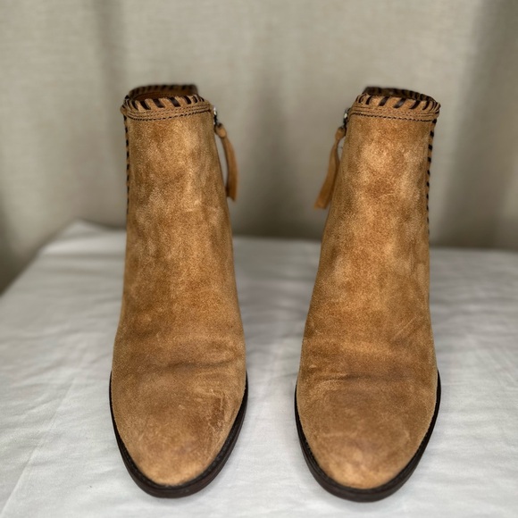 Stylish Tan Suede Ankle Booties (9.5) - Picture 2 of 5